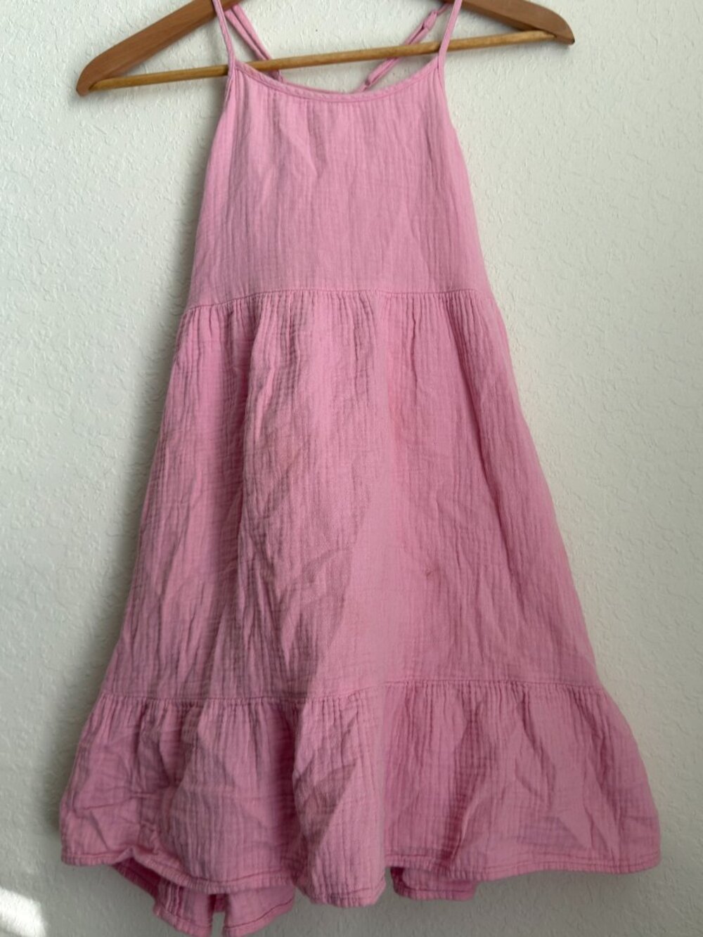 Cat & Jack Girls 10/12 Pink Gauze Tiered Maxi Dress. (B)
